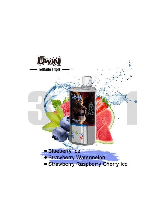 Strawberry Watermelon/Blueberry Ice/ Strawberry Raspberry Cherry Ice- Uwin Tornado Triple 60K 5%