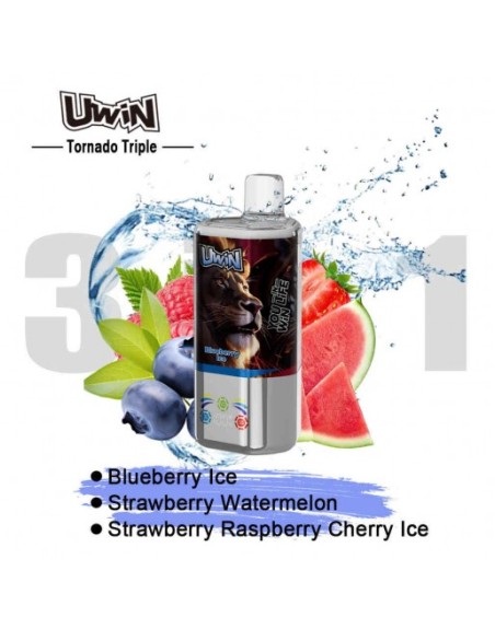 Strawberry Watermelon/Blueberry Ice/ Strawberry Raspberry Cherry Ice- Uwin Tornado Triple 60K 5%